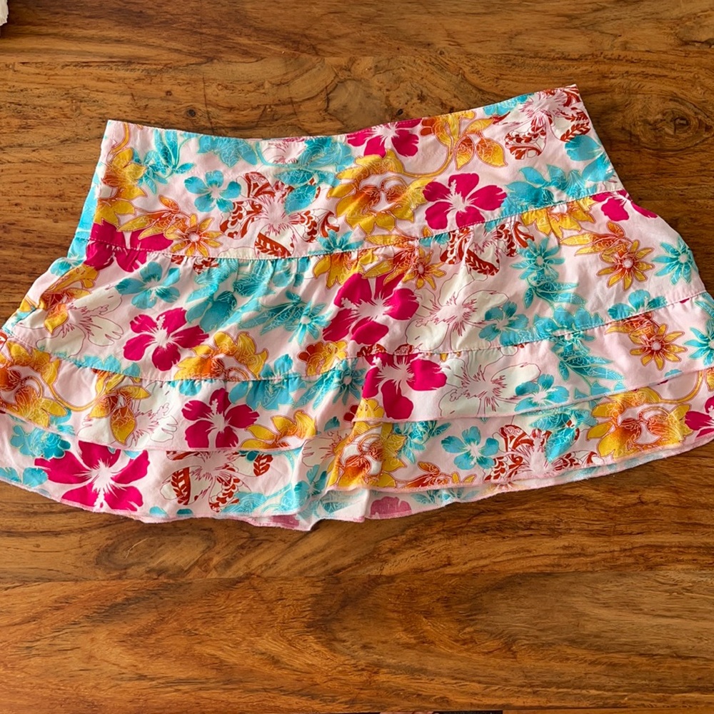 Zara TRF pink floral mini skirt